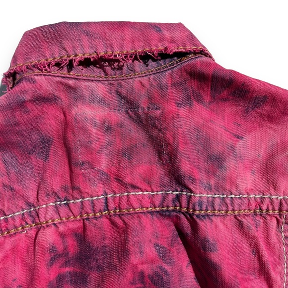 Pink Tie Dye Distressed Denim Vest - Picture 9 of 14